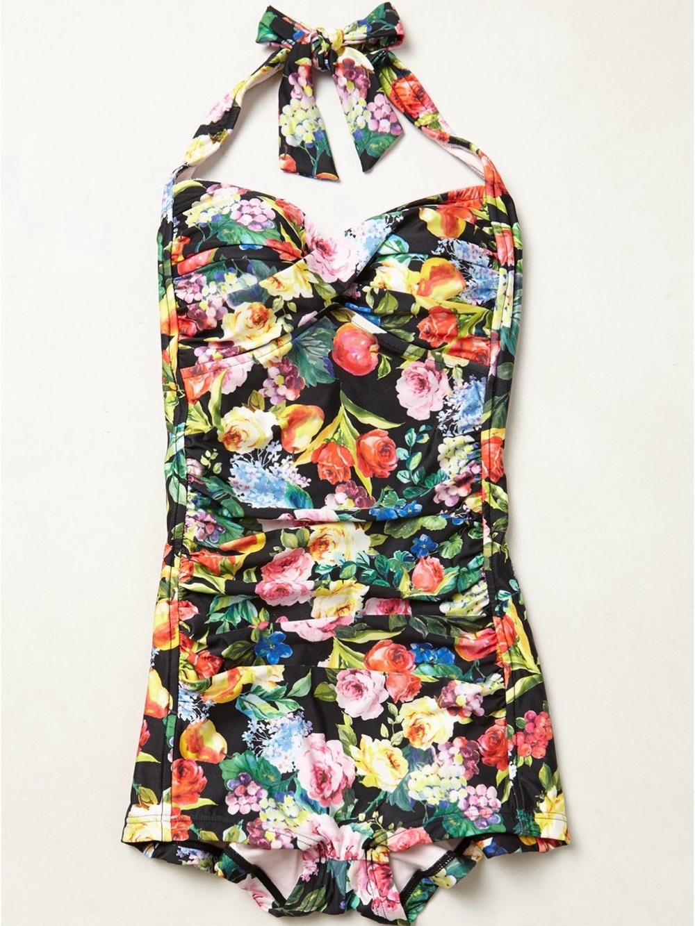 Sea Folly floral one piece halter tie swimsuit - Picture 3 of 10